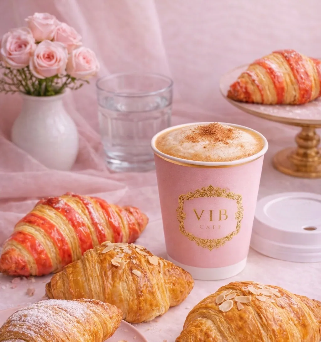 Croissant and cappuccino at VIB Cafe